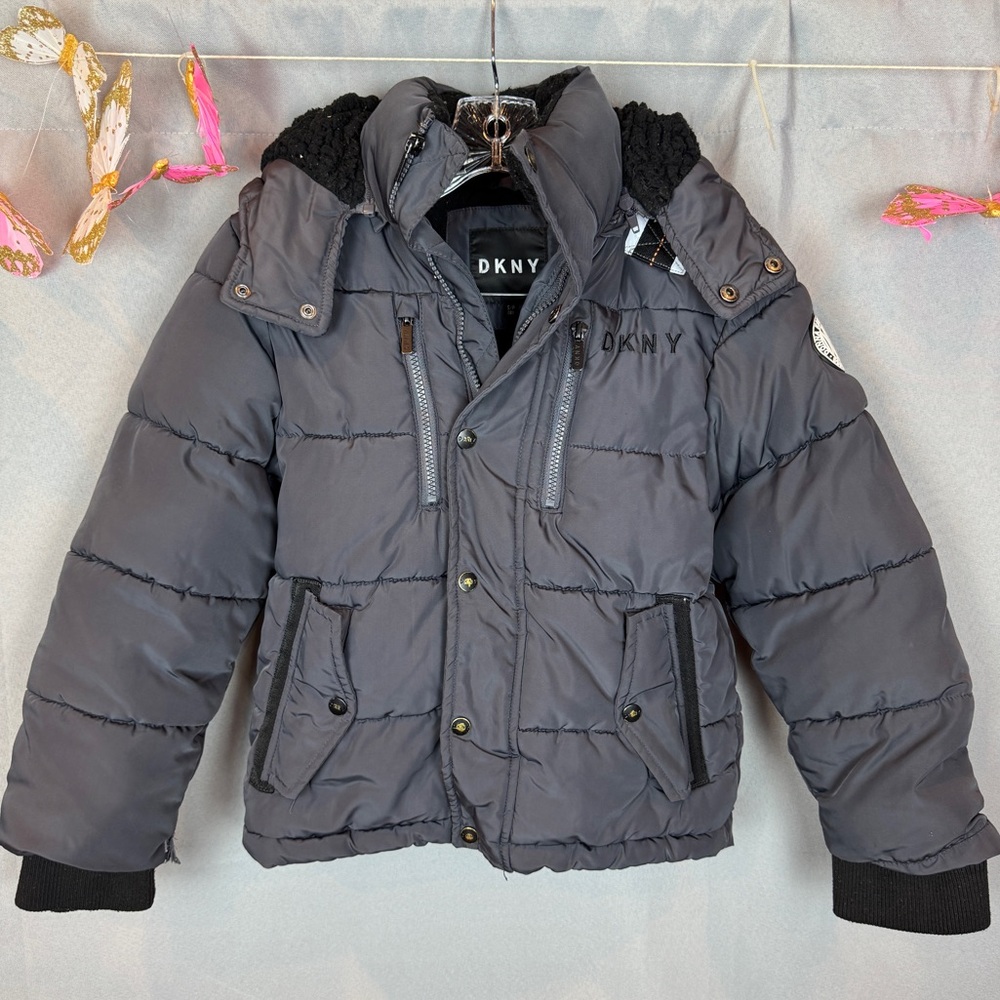 DKNY Boys Fleece Lined Puffer Jacket- Sz Small (8)